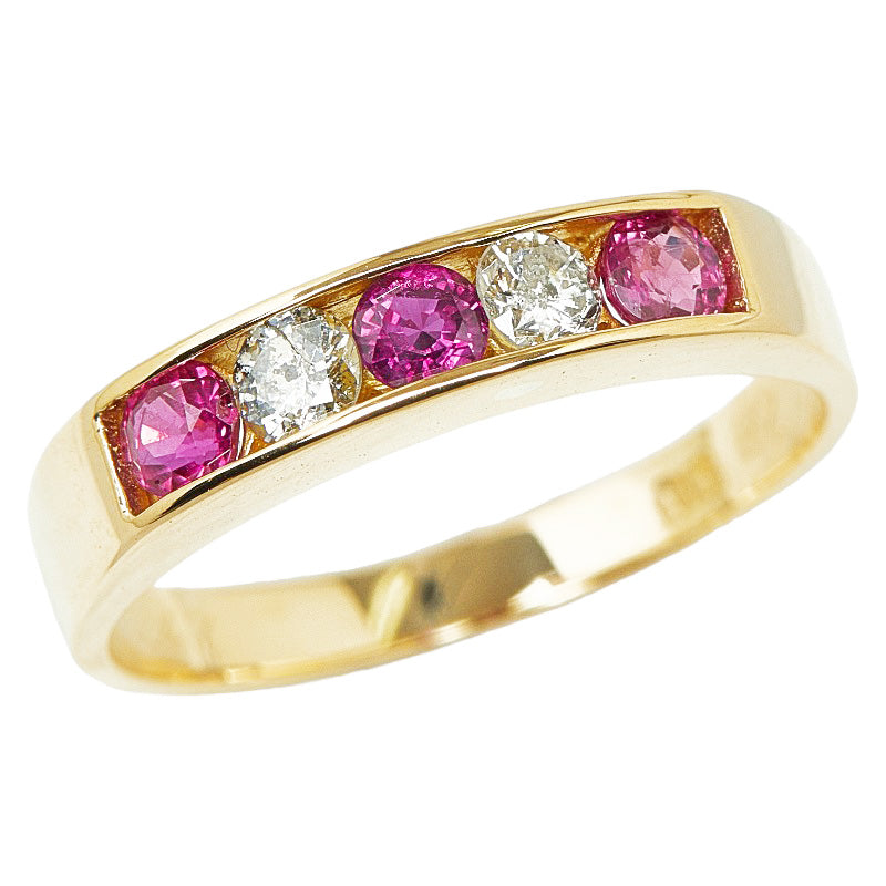 K18YG Yellow Gold Ruby 0.47ct Diamond 0.25ct Ring in Great Condition