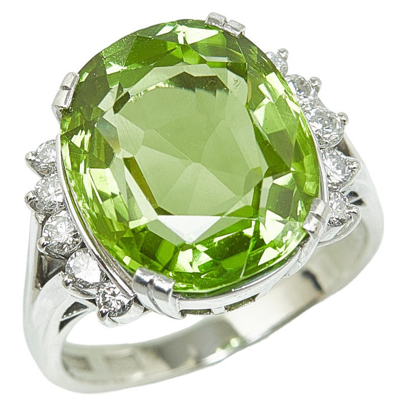 Pt900 Platinum Peridot 8.28ct Diamond 0.31ct Ring