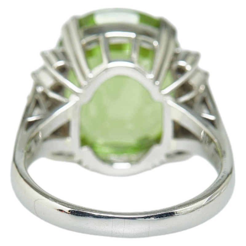 Pt900 Platinum Peridot 8.28ct Diamond 0.31ct Ring in Excellent Condition