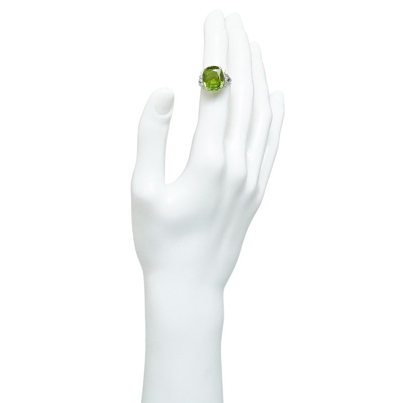 Pt900 Platinum Peridot 8.28ct Diamond 0.31ct Ring