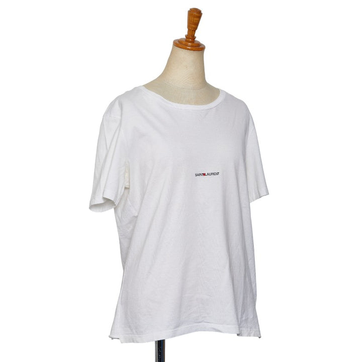 Saint Laurent Logo Cotton T-Shirt M White in Good Condition