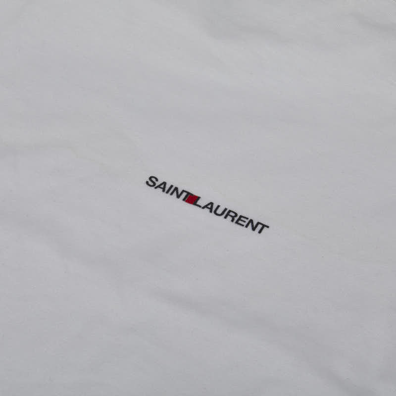 Saint Laurent Logo Cotton T-Shirt M White in Good Condition