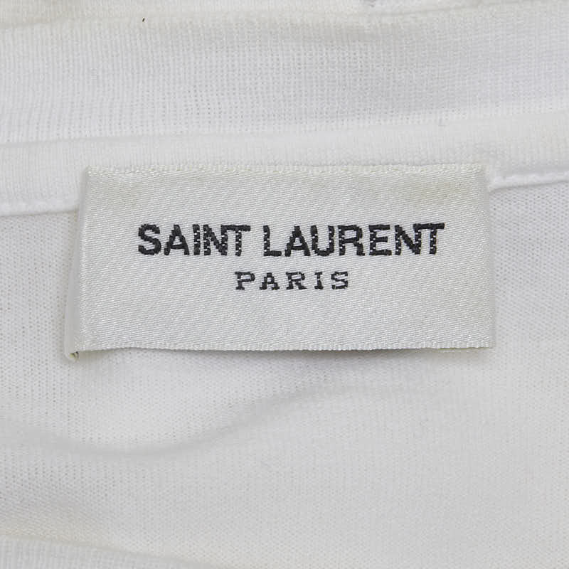 Saint Laurent Logo Cotton T-Shirt M White in Good Condition