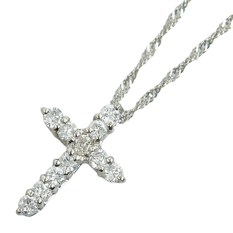 Other Platinum Diamond Cross Necklace Metal Necklace in Excellent condition