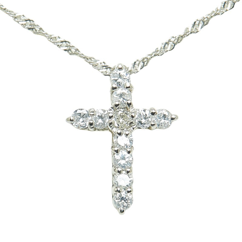 Other Platinum Diamond Cross Necklace Metal Necklace in Excellent condition