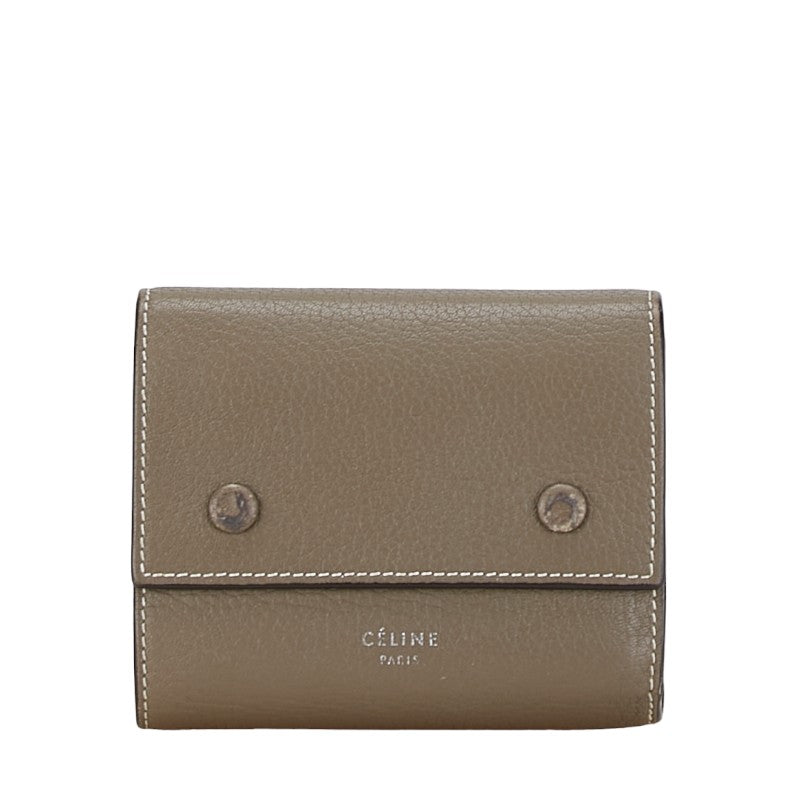 Celine Small Folded Multifunction Leather Trifold Wallet in Very Good Condition