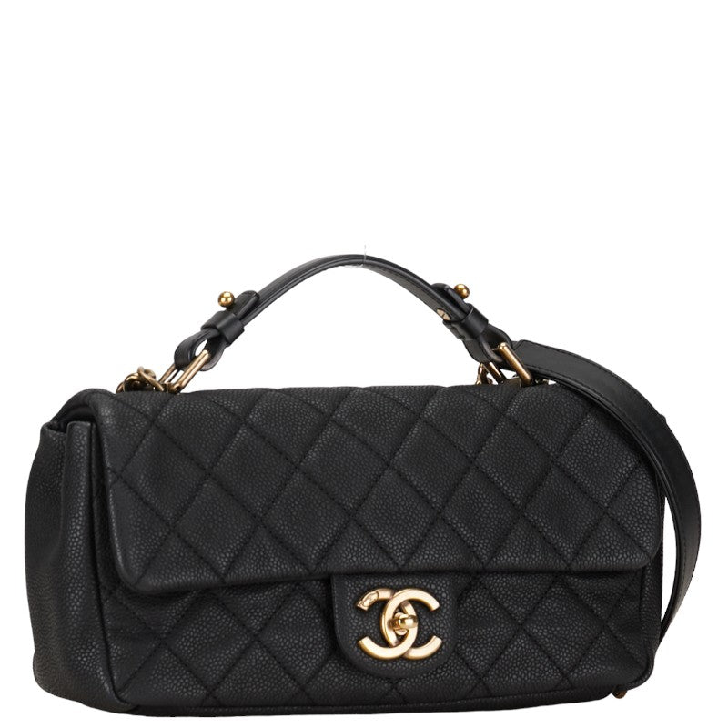 Chanel CC Quilted Caviar Top Handle Flap Bag Leather Shoulder Bag in Good condition