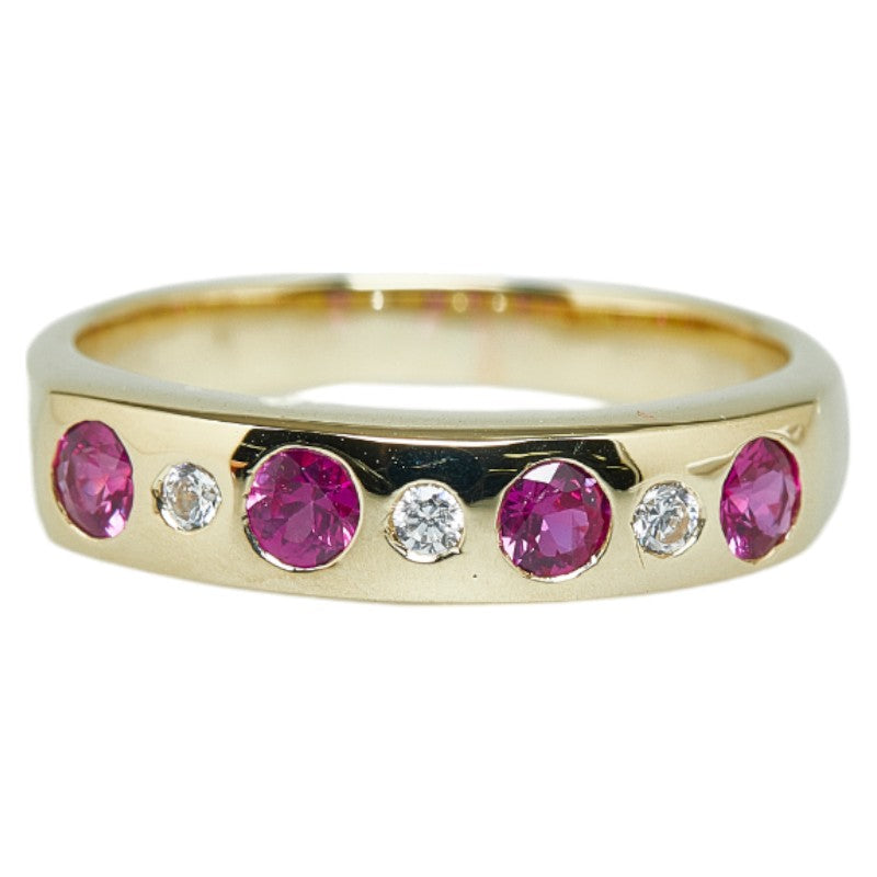 K14YG Yellow Gold Ruby 0.40ct Diamond 0.05ct Ring in Great Condition