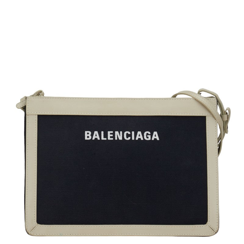 Balenciaga Canvas Leather Navy Pochette Shoulder Bag 339937