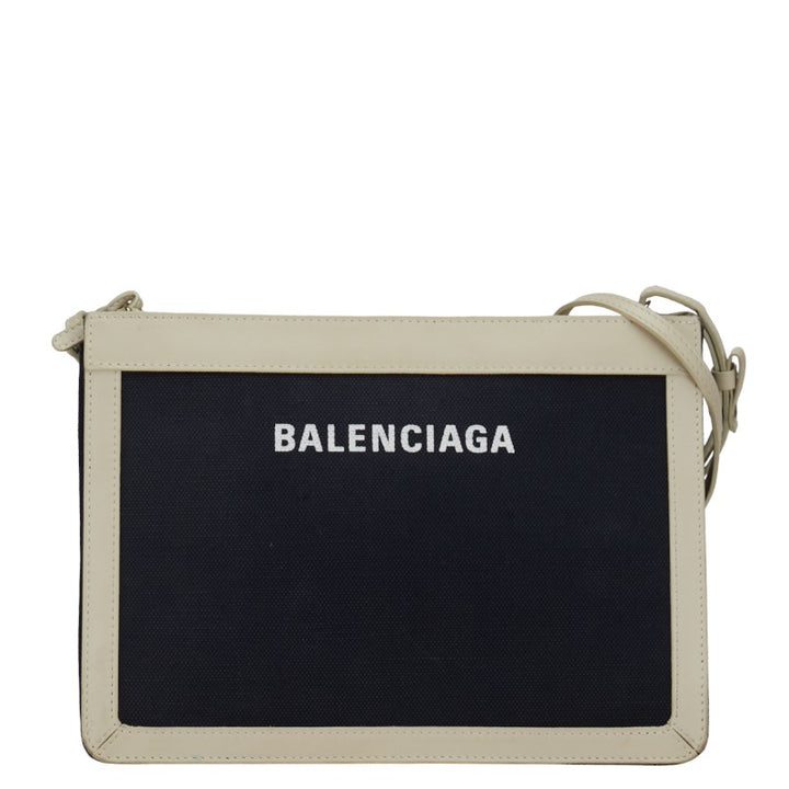 Balenciaga Canvas Leather Navy Pochette Shoulder Bag 339937