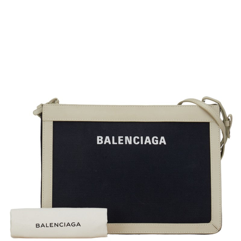 Balenciaga Canvas Leather Navy Pochette Shoulder Bag 339937