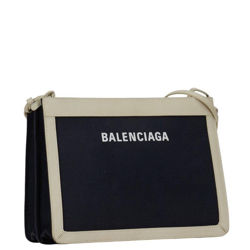 Balenciaga Canvas Leather Navy Pochette Shoulder Bag 339937