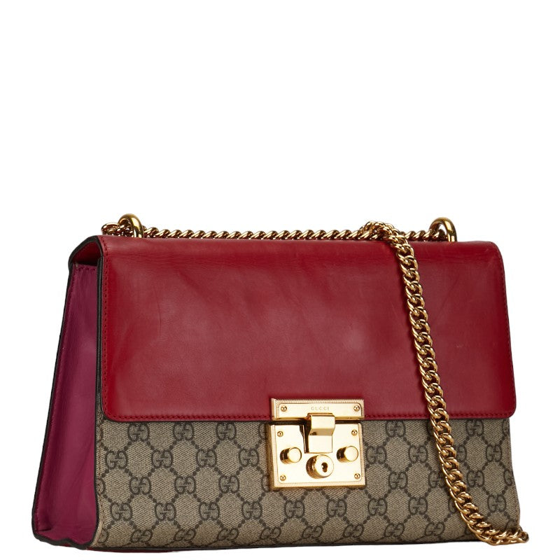 Gucci GG Supreme Padlock Shoulder Bag Canvas Shoulder Bag 409486 in Good condition