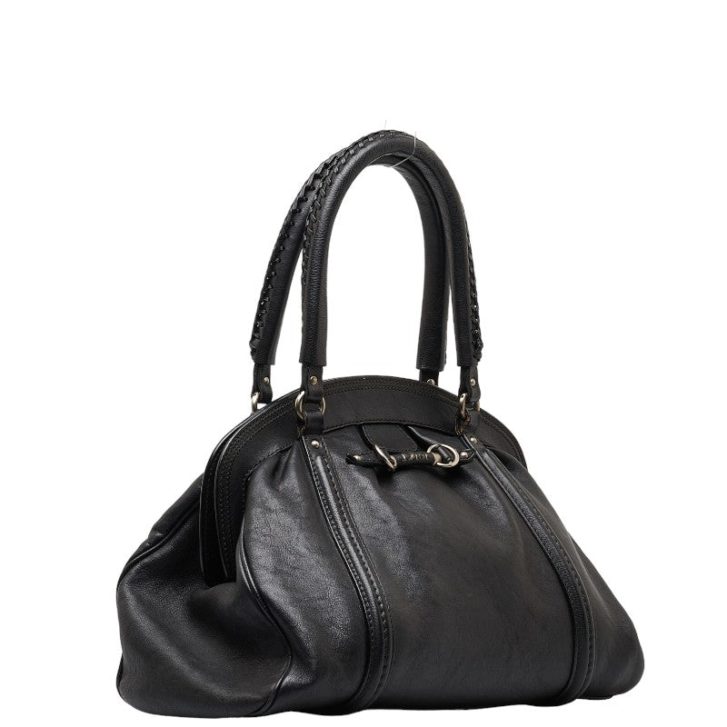 Dior Edge Logo Plate Top Handle Leather Handbag in Good condition