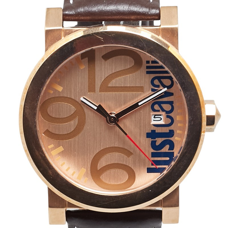 Just Cavalli 1G064 Quartz Watch Stainless Steel Leather Brown Dial