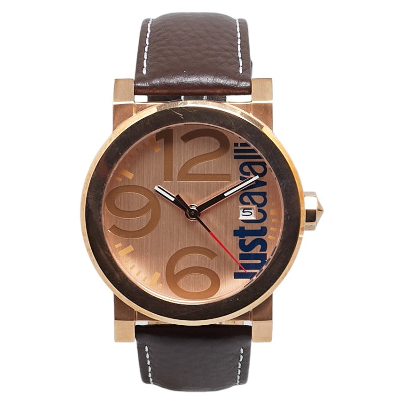 Just Cavalli 1G064 Quartz Watch Stainless Steel Leather Brown Dial