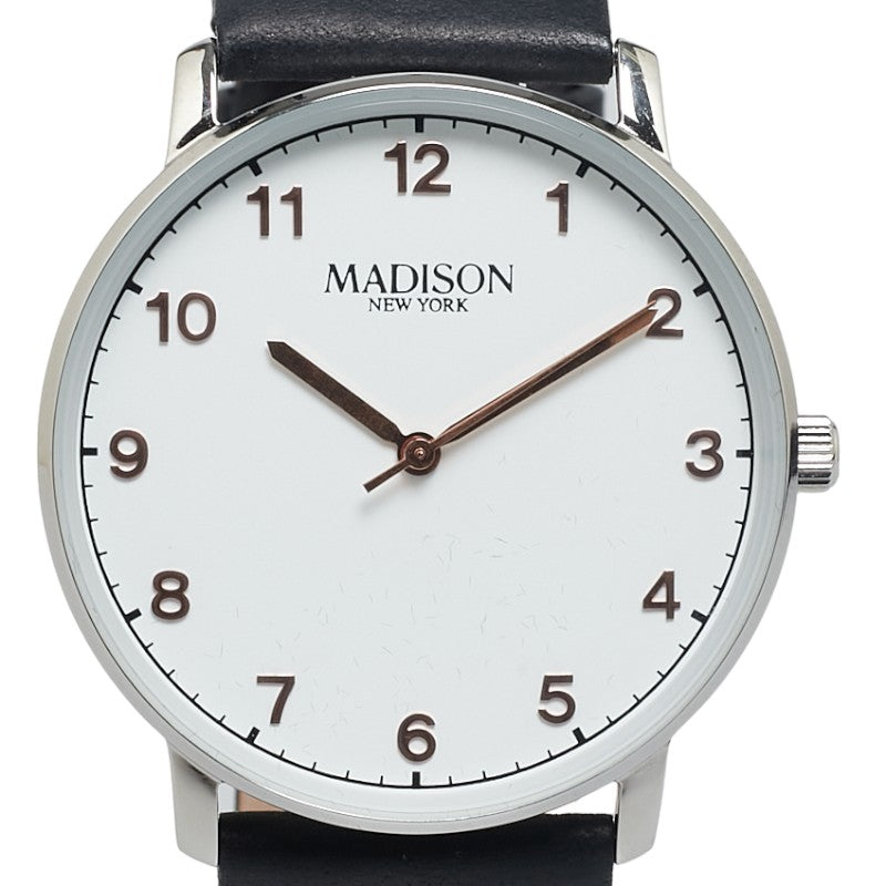 Madison New York Quartz Watch Stainless Steel Leather in Very Good Condition