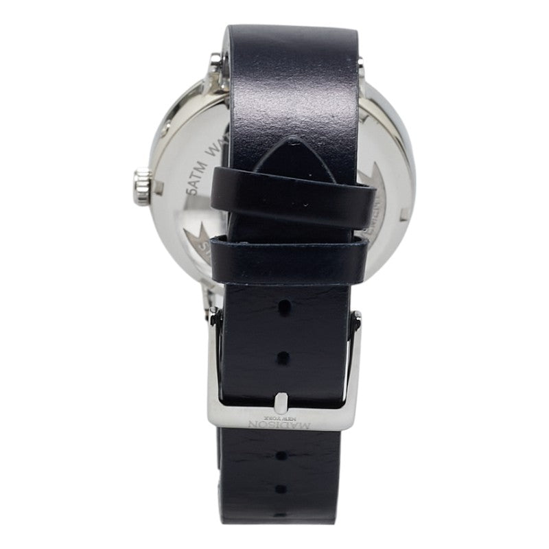 Charlton Madison New York Quartz Watch Navy Dial Stainless Steel Leather Men