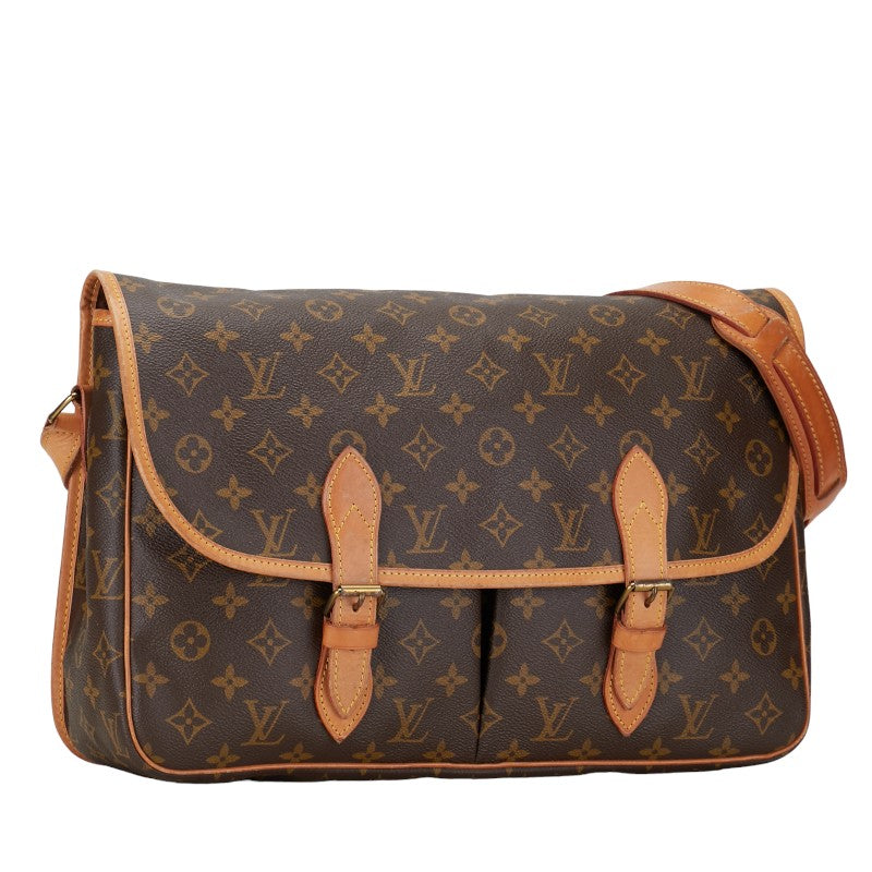 Louis Vuitton Monogram Gibeciere GM Shoulder Bag M42249 Brown PVC Leather in Very Good Condition