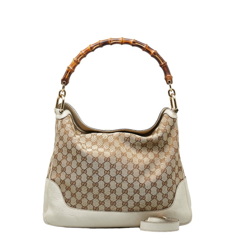 Gucci GG Canvas Bamboo Handle Bag  Canvas Shoulder Bag 282315 in Good condition