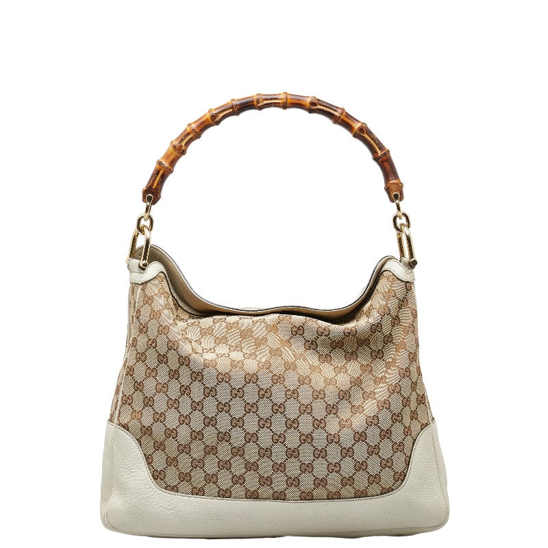 Gucci GG Canvas Bamboo Handle Bag  Canvas Shoulder Bag 282315 in Good condition