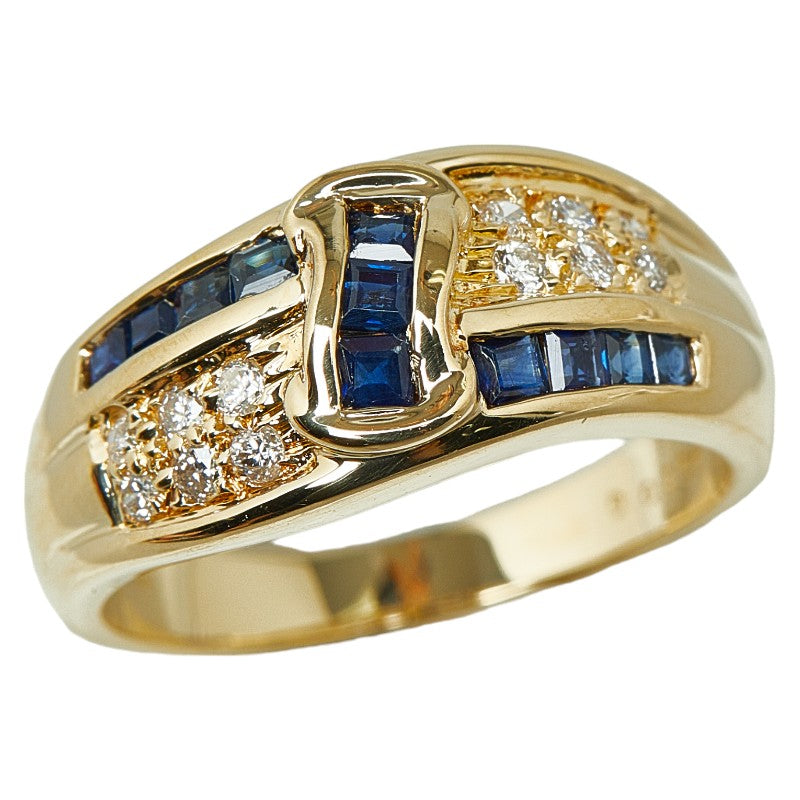 K18YG Yellow Gold Sapphire 0.538ct Diamond 0.157ct Ring