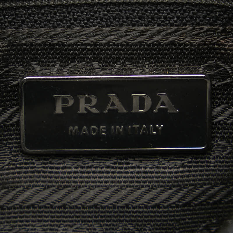 Prada Nylon Leather Triangle Logo Plate Shoulder Bag in Very Good Condition