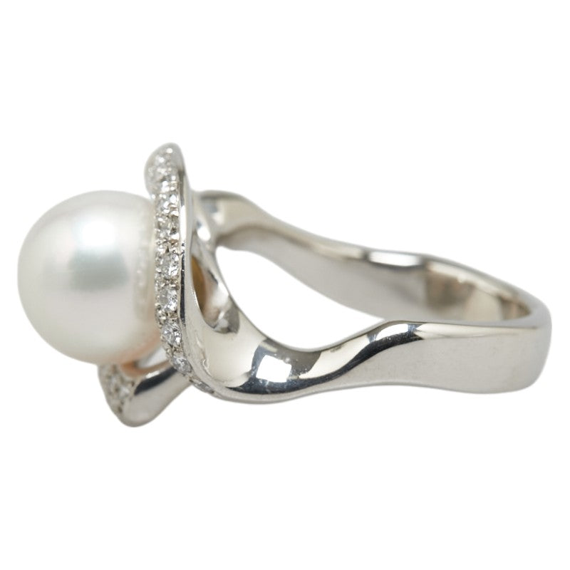 Pt900 Platinum Pearl 10mm Diamond 0.422ct Ring