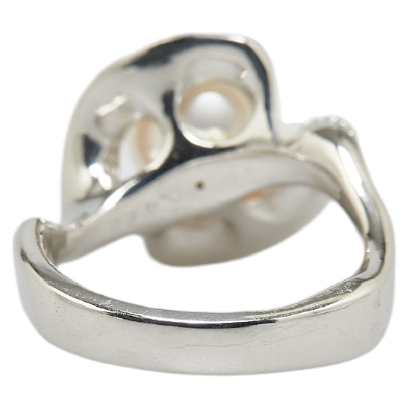 Pt900 Platinum Pearl 10mm Diamond 0.422ct Ring