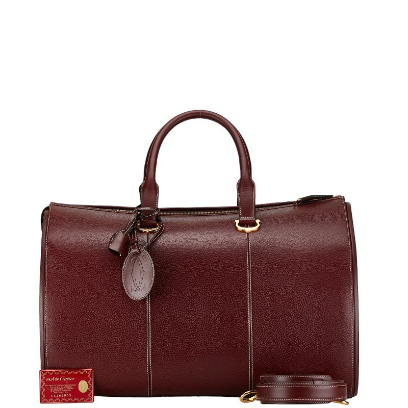 Cartier Must Line Leather Boston Bag Bordeaux in Very Good Condition