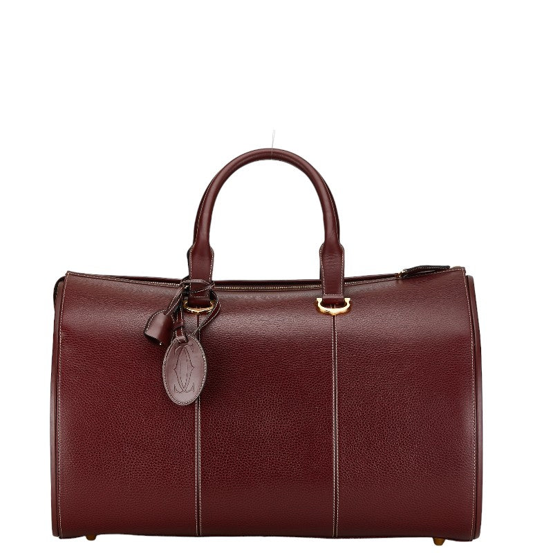 Cartier Must Line Leather Boston Bag Bordeaux in Very Good Condition