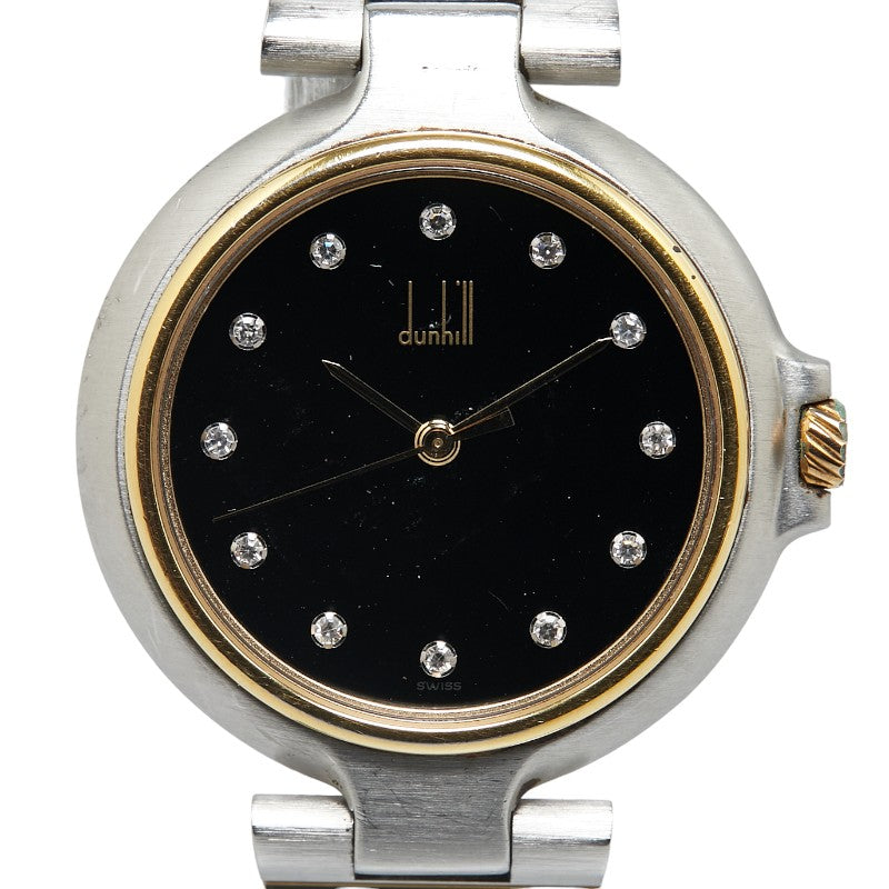 Dunhill Millennium 12P Diamond Quartz Watch Stainless Steel Black Dial in Very Good Condition