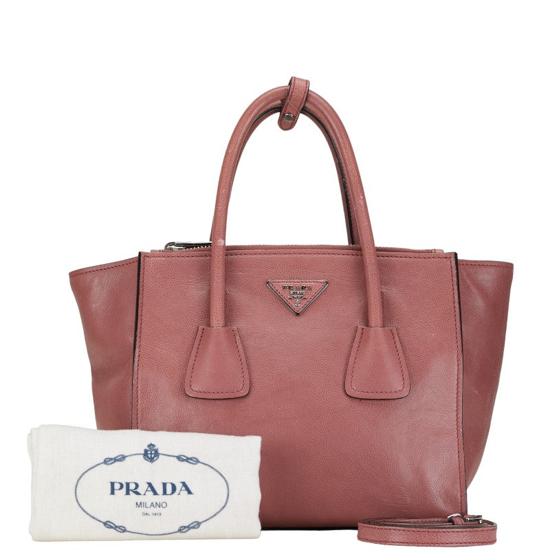 Prada Twin Pocket Tote  Leather Handbag B2625M in Good condition