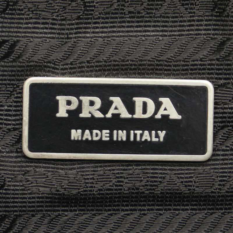 Prada Nylon Leather Triangle Logo Shoulder Bag in Very Good Condition