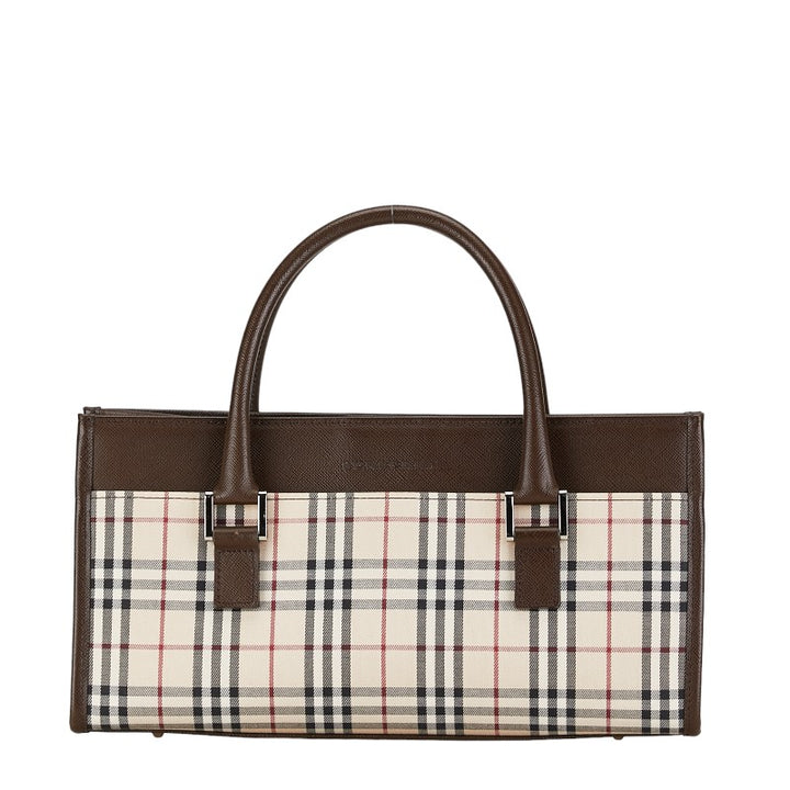 Burberry Nova Check Canvas Leather Handbag in Very Good Condition