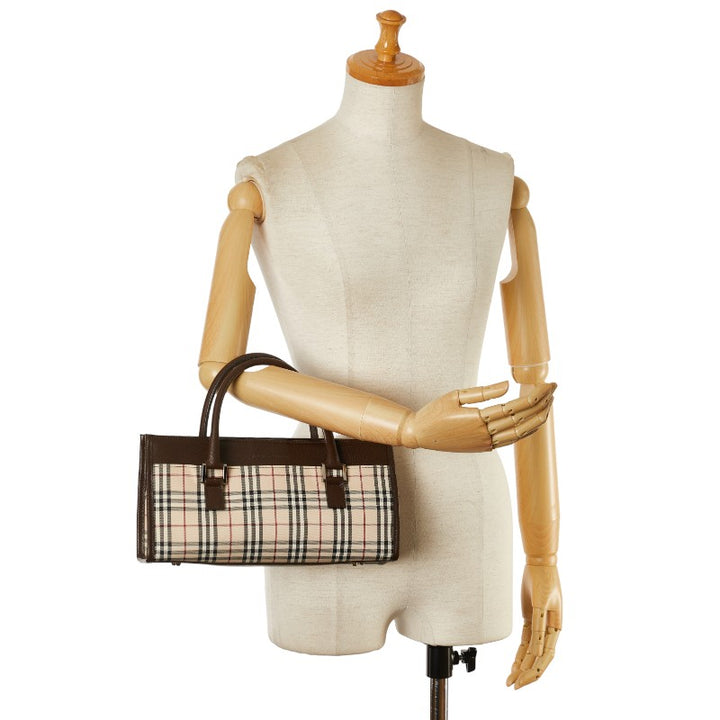 Burberry Nova Check Canvas Leather Handbag in Very Good Condition