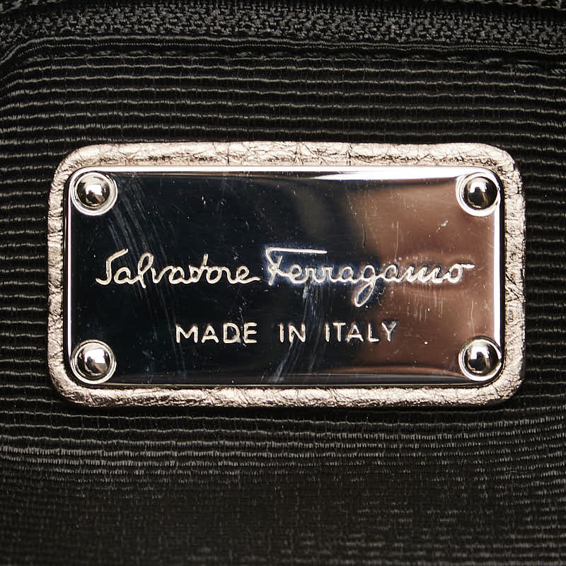 Salvatore Ferragamo Leather Gancini Shoulder Handbag GG-21 C910 in Very Good Condition