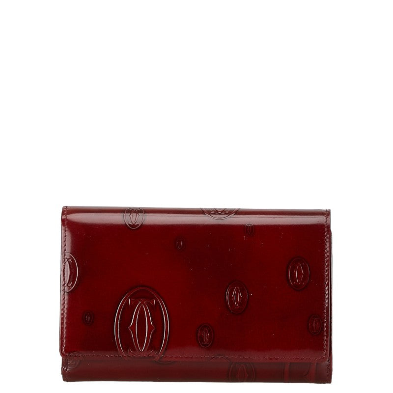 Cartier Patent Leather Happy Birthday Continental Wallet Leather Short Wallet in Good condition