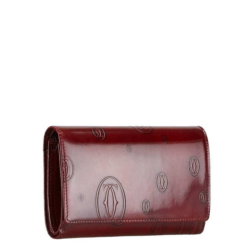 Cartier Patent Leather Happy Birthday Continental Wallet Leather Short Wallet in Good condition