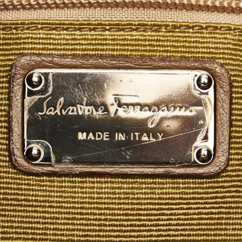 Salvatore Ferragamo Logo Canvas Leather Handbag