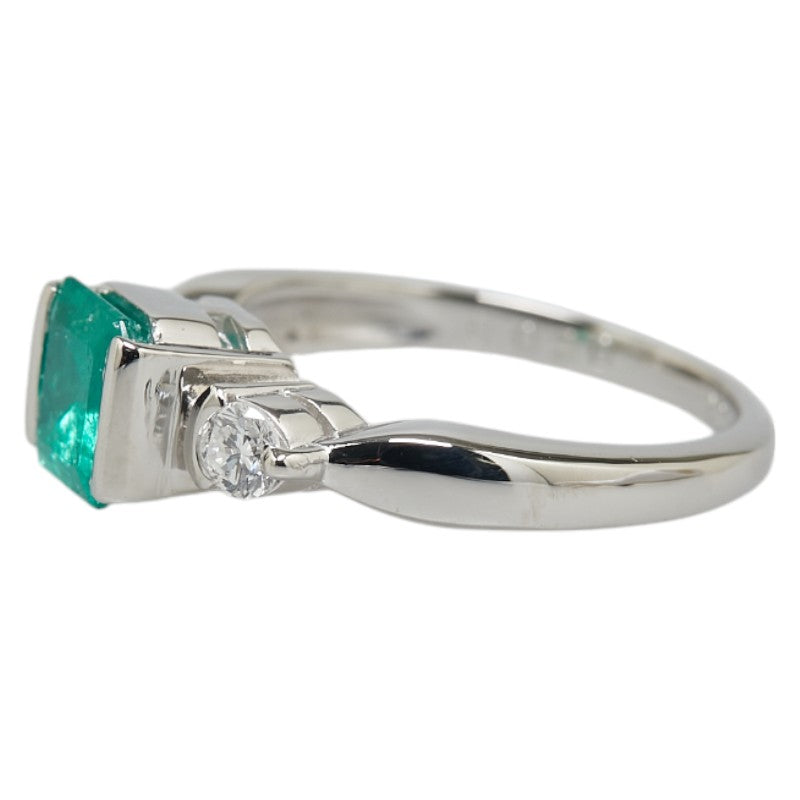 Pt900 Platinum Emerald 0.83ct Diamond 0.20ct Ring in Excellent Condition