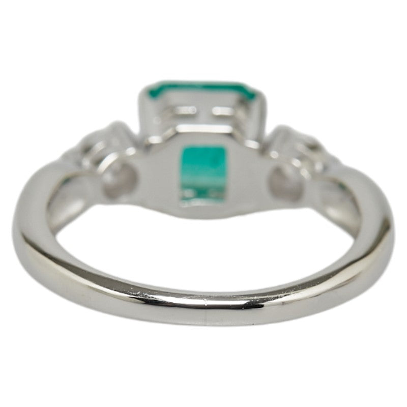 Pt900 Platinum Emerald 0.83ct Diamond 0.20ct Ring in Excellent Condition