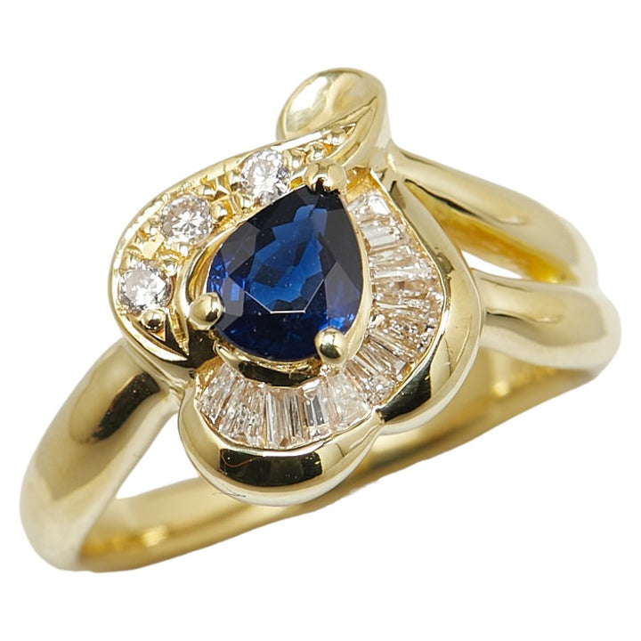 K18YG Yellow Gold Sapphire 0.69ct Diamond 0.29ct Ring