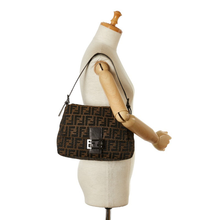 Fendi Mamma Bucket Handbag Canvas Leather in Good Condition