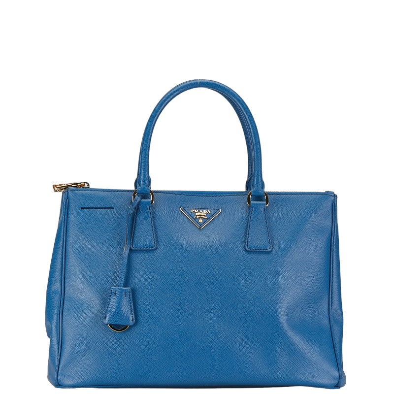 Prada Saffiano Leather Handbag Blue in Very Good Condition