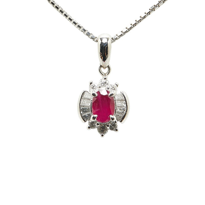 Pt850 Platinum Ruby Necklace in Excellent Condition