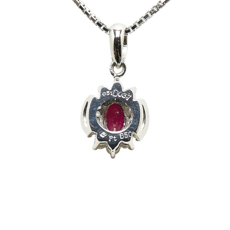 Pt850 Platinum Ruby Necklace in Excellent Condition