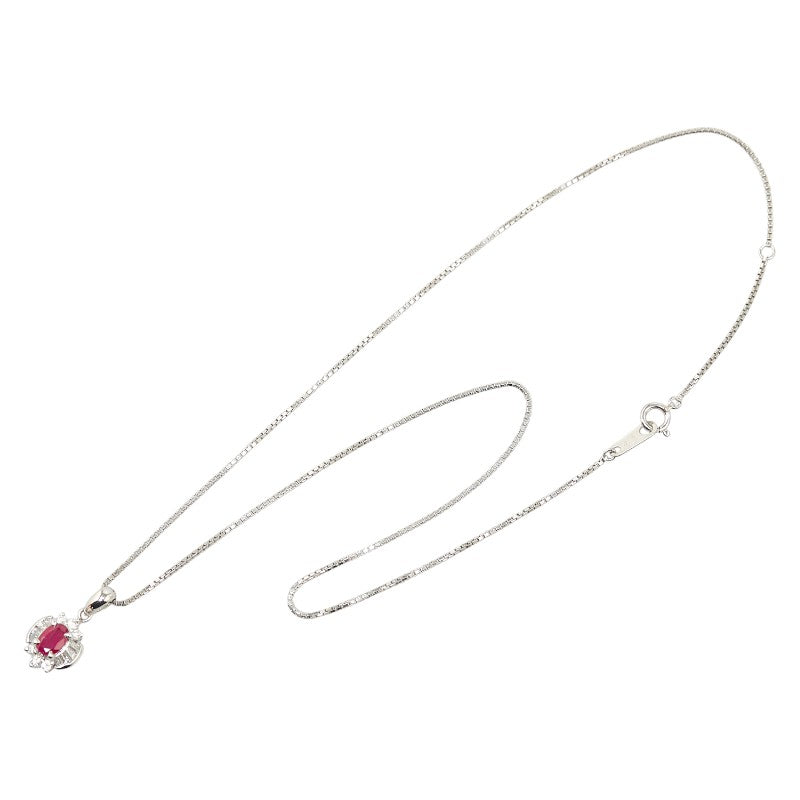 Pt850 Platinum Ruby Necklace in Excellent Condition