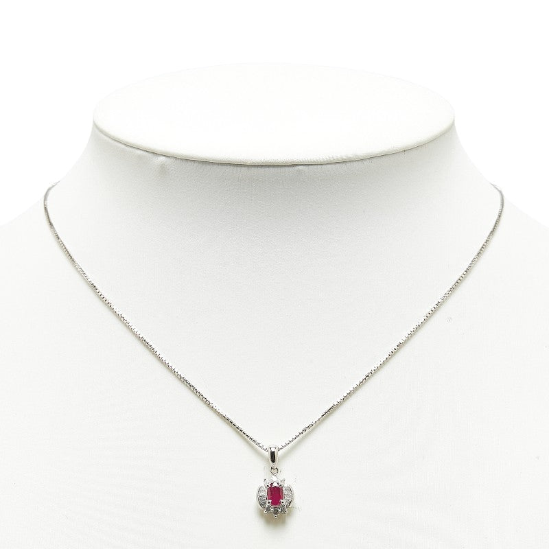 Pt850 Platinum Ruby Necklace in Excellent Condition