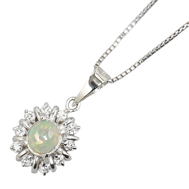 Platinum Flower Motif Necklace Pt900 Pt850